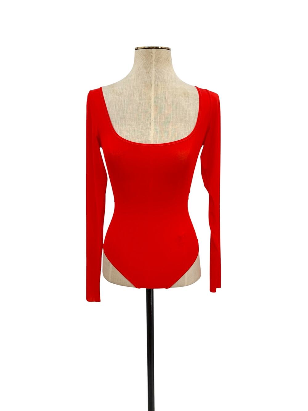 SKIMS Jelly Sheer Long Sleeve Bodysuit Poppy Red Sheer NWT Size Small